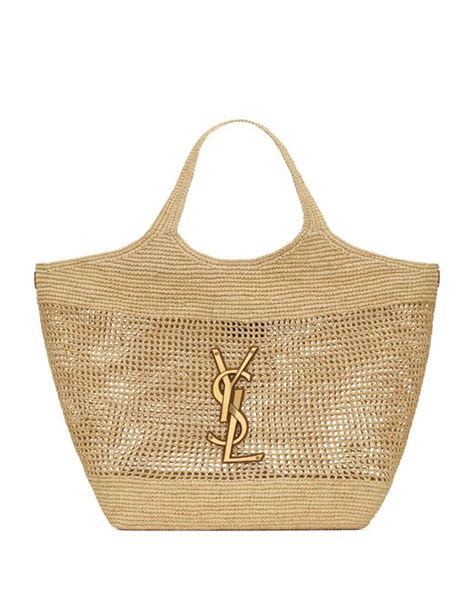 ysl panier small bag in raffia|ysl raffia icare tote.